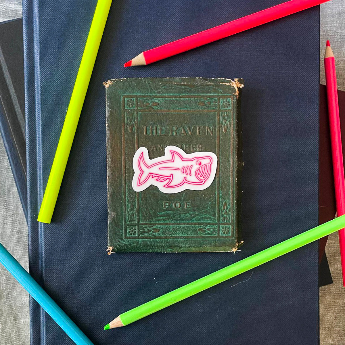 Transparent Neon Shark Sticker Pack