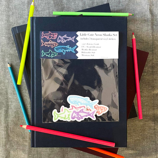 Transparent Neon Shark Sticker Pack