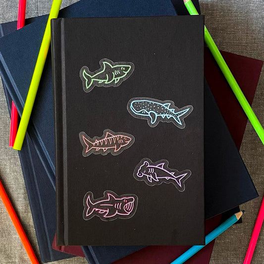 Transparent Neon Shark Sticker Pack